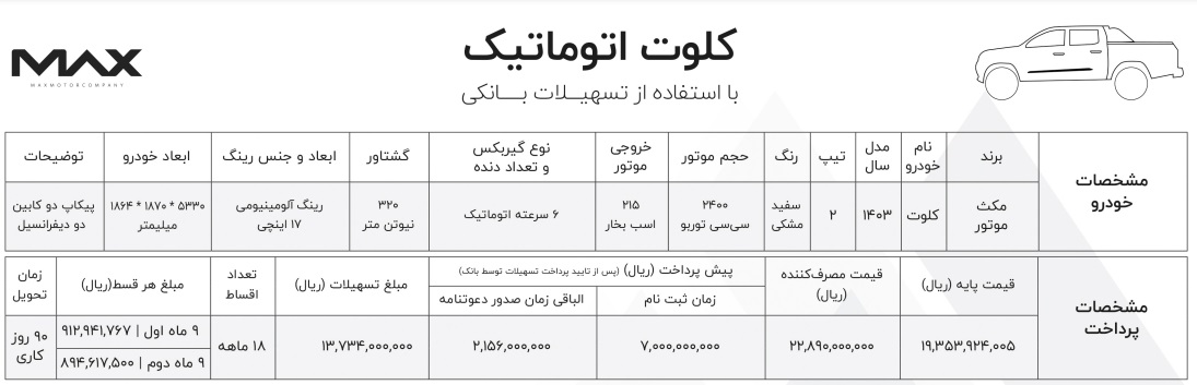 فروش اقساط کلوت اتوماتیک